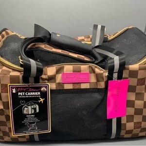 Betsey Johnson Brown Checkered Duffel Bag